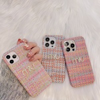 Nouvel Design Mignon Styles Ins Motif Tressé M Diamant Texture Mate Coque de Téléphone Portable Antichoc