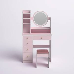 Bon marché <span class=keywords><strong>Prix</strong></span> Portable Populaire En <span class=keywords><strong>Bois</strong></span> Simple <span class=keywords><strong>Commode</strong></span> Miroir <span class=keywords><strong>Rose</strong></span> Vanité Ensemble Contreplaqué Moderne Coiffeuse Avec Tiroir - Product Image 6