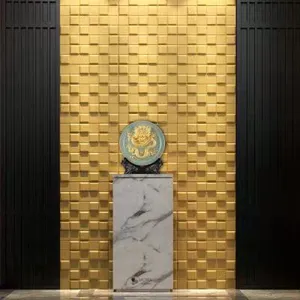 Hexagon lembut 3D akustik emas dinding ubin panel dinding untuk dekorasi hotel dekorasi komersial