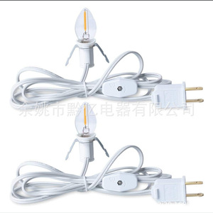 E12 Bulb Holder <b>With</b> 303 Gear <b>Switch</b> Us <b>Plug</b> Candle Light Lamp Holder Indoor Use Plastic Screw Type - Product Image 5