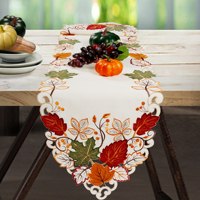 OWENIE 100% Polyester Lavé Style Américain Style Diner Bordure en Dentelle Brodée Placemats et Chemin de Table
