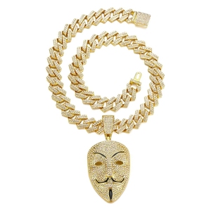 Collar con Colgante de Aleación de Guy Fawkes de V for Vendetta, Estilo Hip-Hop de Halloween, Cadena Cubana para Hombres y Niños - Product Image 4