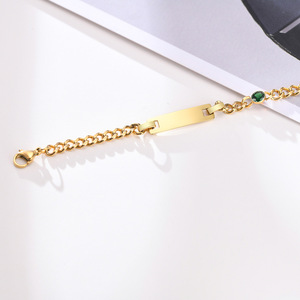 Dropshipping 14k <span class=keywords><strong>oro</strong></span> placcato in acciaio inossidabile Birthstone braccialetto personalizzato nome bambino braccialetto - Product Image 3