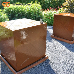 น้ำพุโลหะและไม้คอร์เทนแบบลูกบาศก์สำหรับน้ำตกสวนเทียมโต๊ะน้ำมีคุณสมบัติ - Product Image 4