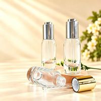 Flacon compte-gouttes en verre vide de 30 ml avec pipette à tête ronde, flacon cosmétique en verre pour huile avec couvercle pompe en aluminium