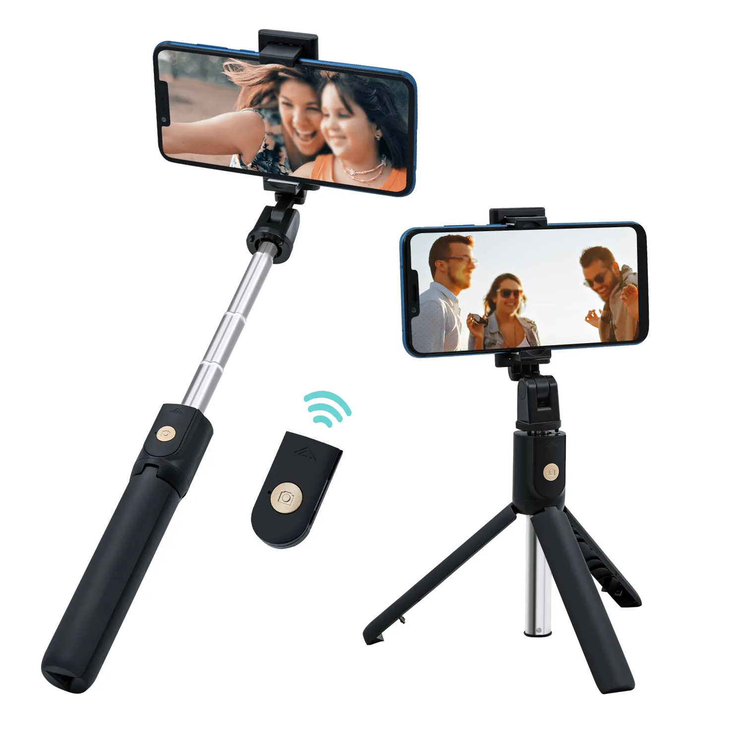 Amazon Hot Sale K07 Selfie Stick Handheld Mini Rotation Integrated Tripod Stand with Wireless Remote for Mobile Phone Smartphone