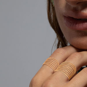 Nouvel arrivage de bijoux en laiton de luxe au design unique de bagues pour femmes en plaqué or rose multicouches - Product Image 6