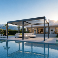Pergola murale en aluminium avec toit à lamelles motorisé électrique automatique pour jardin extérieur