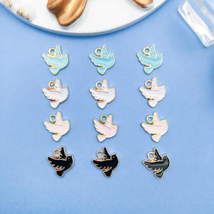 평화의 새 미니 비둘기 매력 보석 만들기 팔찌 대량 공예 목걸이 에나멜 비둘기 매력 - Product Image 6