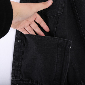 Gilet <span class=keywords><strong>en</strong></span> <span class=keywords><strong>jean</strong></span> rétro au crochet <span class=keywords><strong>sans</strong></span> manches, coupe ample, uni, à simple boutonnage, col rabattu, <span class=keywords><strong>veste</strong></span> <span class=keywords><strong>sans</strong></span> manches de haute qualité pour <span class=keywords><strong>femme</strong></span> - Product Image 4