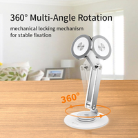 Support de téléphone portable pliable en aluminium rotatif à 360 degrés avec suivi intelligent et ajustement magnétique à 360 degrés