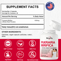 Kapsul Pueraria Mirifica 1000mg Keseimbangan Hormonal Wanita 60 Kapsul Suplemen Bebas GMP Vegan GMO Manajemen Energi Otot