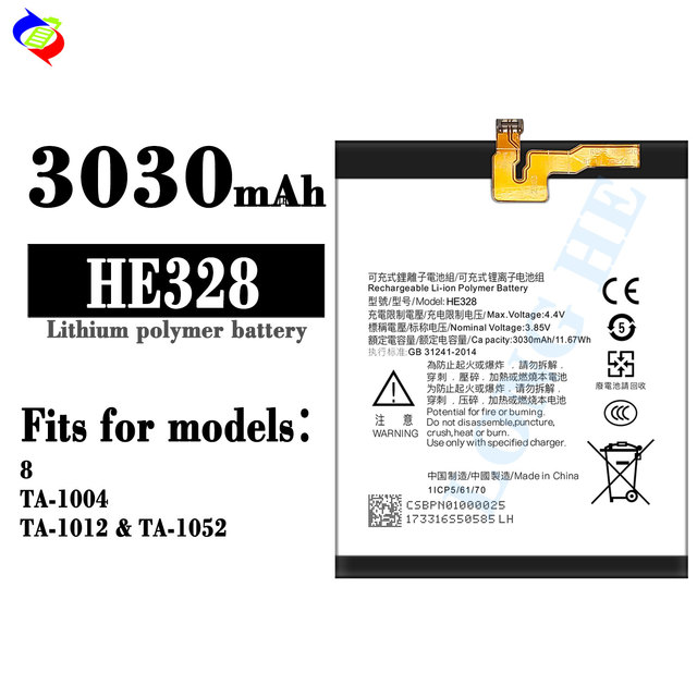 3.85v 3030mAh HE328 Factory Manufacture Li-ion Cell Smart Mobile Phone Replacement Battery for Nokia 8/TA-1004/TA-1012/TA-1052