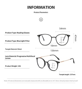Lunettes de lecture progressives anti-lumière bleue, légères, HD, mode, pour personnes âgées, hommes et femmes, ajustement confortable - Product Image 2