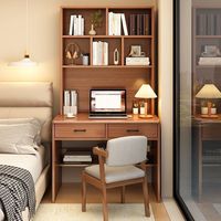 Bureau en bois et bibliothèque combinés pour la maison, bureau d'étude pour adulte avec bibliothèque, bureau d'écriture pour étudiant dans la chambre