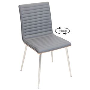 DB Mason Salle à manger contemporaine/chaise d'appoint LumiSource Acier inoxydable Pivotant Bois de noyer Gris Faux cuir Design Style Farmhouse - Product Image 2