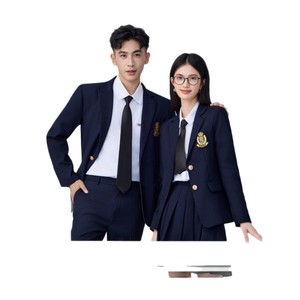 Grey Preppy Style Unisex Suit Set High School Uniform Autumn Winter Fashion Short Skirt Polyester Fabric No-Wrinkle Treatment - Product Image 5