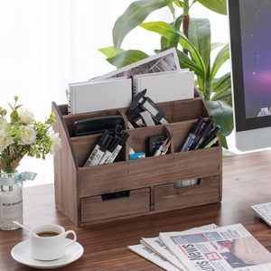 Cổ Điển Màu Nâu Mộc Mạc Bằng Gỗ Văn Phòng Bàn Tổ Chức Đau Khổ Máy Tính Để Bàn Máy Tính Để Bàn Truy Cập Thư Giá Lưu Trữ Hộp Thùng - Product Image 2