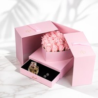 Cajas de Papel para el Cuello de la Camisa de Dos Piezas con Forma de Corazón Personalizadas, con Ramo de Rosas Únicas, para Empaque de Regalos de Lujo