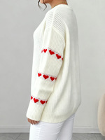 Pullover grande taille pour femmes en vrac couleur bloc coeur motif patchwork brodé coupe ample style européen américain