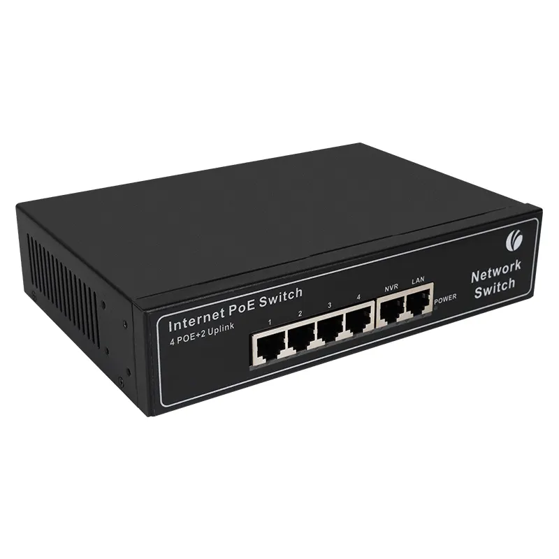 VCOM 4 Ports PoE Switch 10/100M Gigabit Power Over Ethernet Active IEEE802.3af/at Suitable CCTV IP Telephone