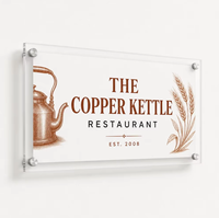 Enseigne murale de restaurant personnalisée en acrylique OEM, logo de cuisine, fixation murale, impression UV, découpe laser, vente en gros