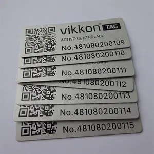 QR Code Serial ID Numbers Etched Ss Nameplate Product Label Engraved Metal Stainless Steel Logo Name Plates