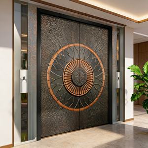 Puertas de Entrada Dobles de Seguridad Metálicas para Villa, Panel de Aluminio, Diseños de Entrada Principal de Lujo, Puerta Doble - Product Image 4