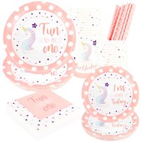 Ensemble d'assiettes et de serviettes pour le 1er anniversaire Lot de 24 décorations pour le premier anniversaire pour les garçons Assiettes en papier jetables avec un an d'anniversaire