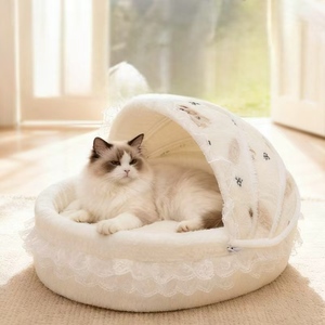 Coussin rond de luxe pour animaux de compagnie, amovible, lavable, écologique et durable pour chiens et chats - Product Image 3