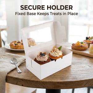 Cajas de Papel para Cupcakes con 2 Orificios y Ventana Transparente, Caja de Embalaje para Pasteles y Postres, para Fiestas de Cumpleaños, Suministros de Panadería - Product Image 5