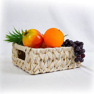 Cesta de Almacenamiento Tejida Bobai 24x19x9 de Material PP, Organizador de Cosméticos, Bandeja de Escritorio, Gris Café Blanco Lechoso - Product Image 3