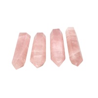 Pointes de Quartz Rose Naturel à Double Terminaison, Produits de Guérison, Pierres Précieuses et Cristaux