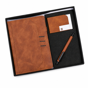 Set de Regalo Premium con Agenda de Terciopelo Marrón, Tarjetero y Bolígrafo, Elegante Cuaderno para Regalos Corporativos Profesionales - Product Image 3