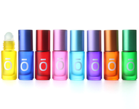 Vente en gros de flacons à bille en verre imprimé givré coloré de 5 ml, flacons vides pour huiles essentielles et parfums, flacons de décantation