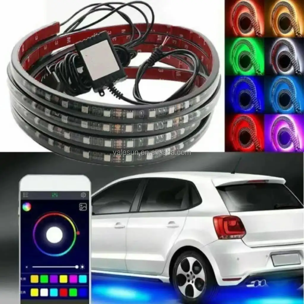 Rgb Led 스트립 빛 Underbody 시스템 네온 램프 키트 외부 주변 조명 키트 멀티 컬러 원격 제어 Underglow 조명