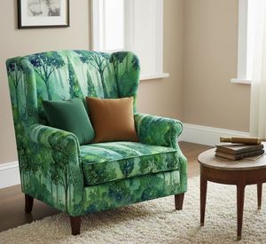 Tela de tapicería estampada con diseño de bosque de pino mágico de primera calidad, por yarda, con patrón de naturaleza de bosque etnópolo, tela para muebles. - Product Image 1