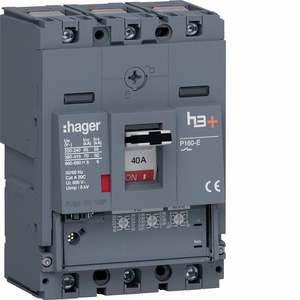 HES040GC ปรับแต่งได้ด้วยเซอร์กิตเบรกเกอร์แบบหล่อขึ้นรูปของ Hagers รุ่น h3+ P160 LSnI 3P 70kA 40A - Product Image 1