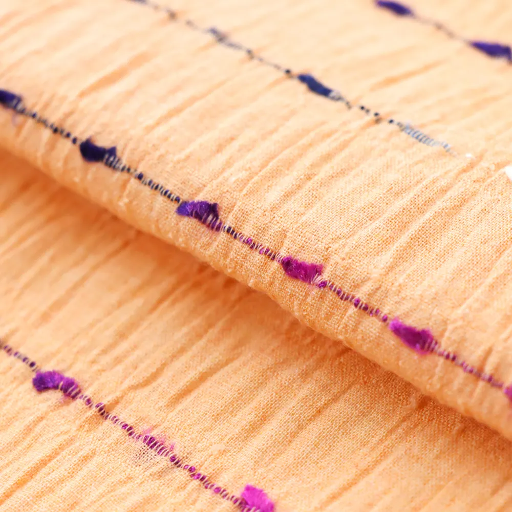 中国毛糸染めクレープ生地オンライン100% コットン生地衣類用クラシックストライプジャカードスペース染色生地