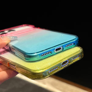 Étui de téléphone de luxe étanche brillant en TPU+PC à dégradé scintillant pour 17 16 15 13 12 Pro Max Blocage des couleurs Haute transparence - Product Image 5