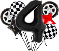 Ensemble de ballons en film d'aluminium à thème de voiture de course noire pour décorations de fête d'anniversaire pour adultes et enfants