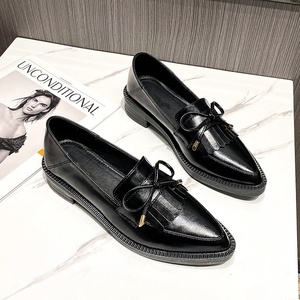 British Style Woman Retro <b>Small</b> Leather Shoes 2024 Summer New Pointed Single Shoe Thick Sole Large Size Loafers - Product Image 6