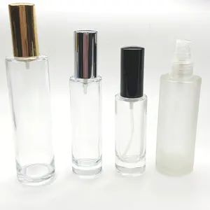 Botella de Perfume redonda de cristal esmerilado, botella de Perfume transparente con espray cilíndrico, con embalaje, 30ml50ml85ml100ml
