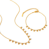 Collier haut de gamme en acier inoxydable simple avec pampilles en zircon, chaîne fine, bijoux étanches tendance