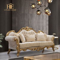 Ensemble de canapés carrés de style royal européen vintage classique, en tissu floral victorien, pour hôtel et salon, en bois