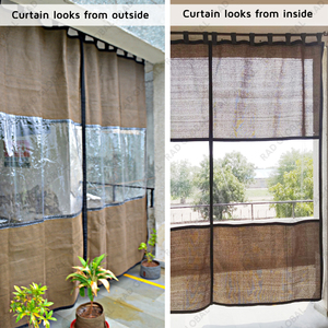 See Through Outdoor Curtain Japanese Brown for Rain Protection Natural Light Flow and Modern Balcony Privacy - Product Image 2