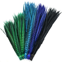 Plumes de queue de faisan Long Lady Amherst Xinyuling, motif teint en pièce, 90-100CM, pour costumes de carnaval, coiffes, chapeaux de danse et vêtements