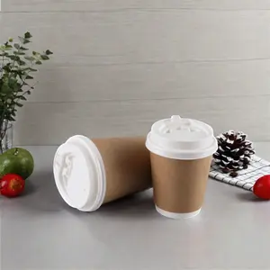Copo de café revestido com PLA 100% compostável e biodegradável para bebidas quentes Copo de papel de parede ondulado
