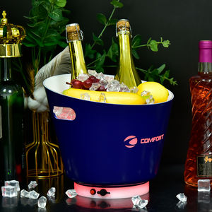 Vente en gros seau à glace led en plastique seau refroidisseur de vin champagne seau à glace led clignotant promotion de boisson - Product Image 4
