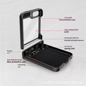 โรงงานฮวนมินขายตรง เคสโทรศัพท์แบบพับได้สำหรับ Galaxy Z Flip ลด 50% พร้อมสปริงภายนอกแบบยืดหดได้ - Product Image 3